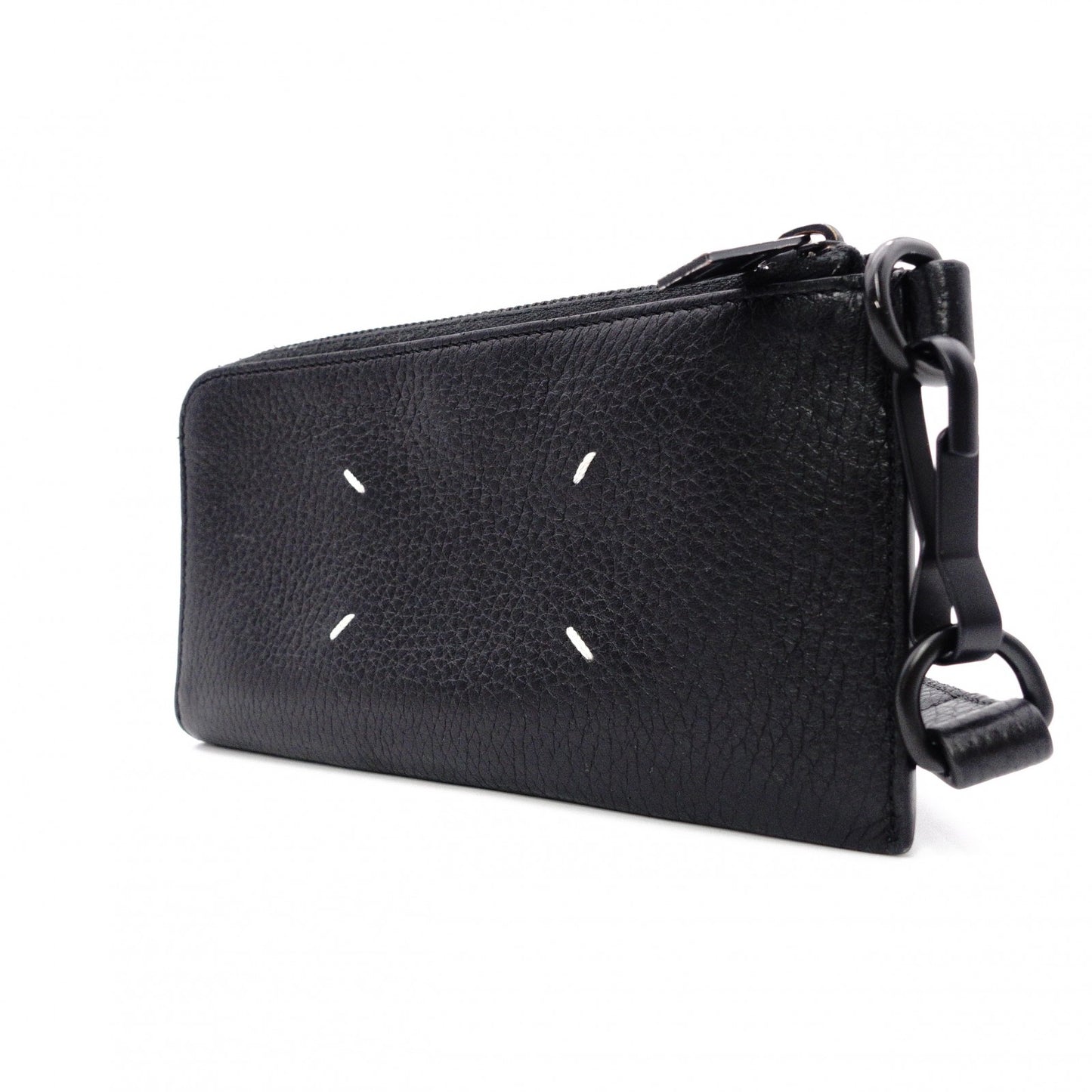 Maison Margiela 4-Stitch Long Wallet with Strap, Leather, Black, Men's