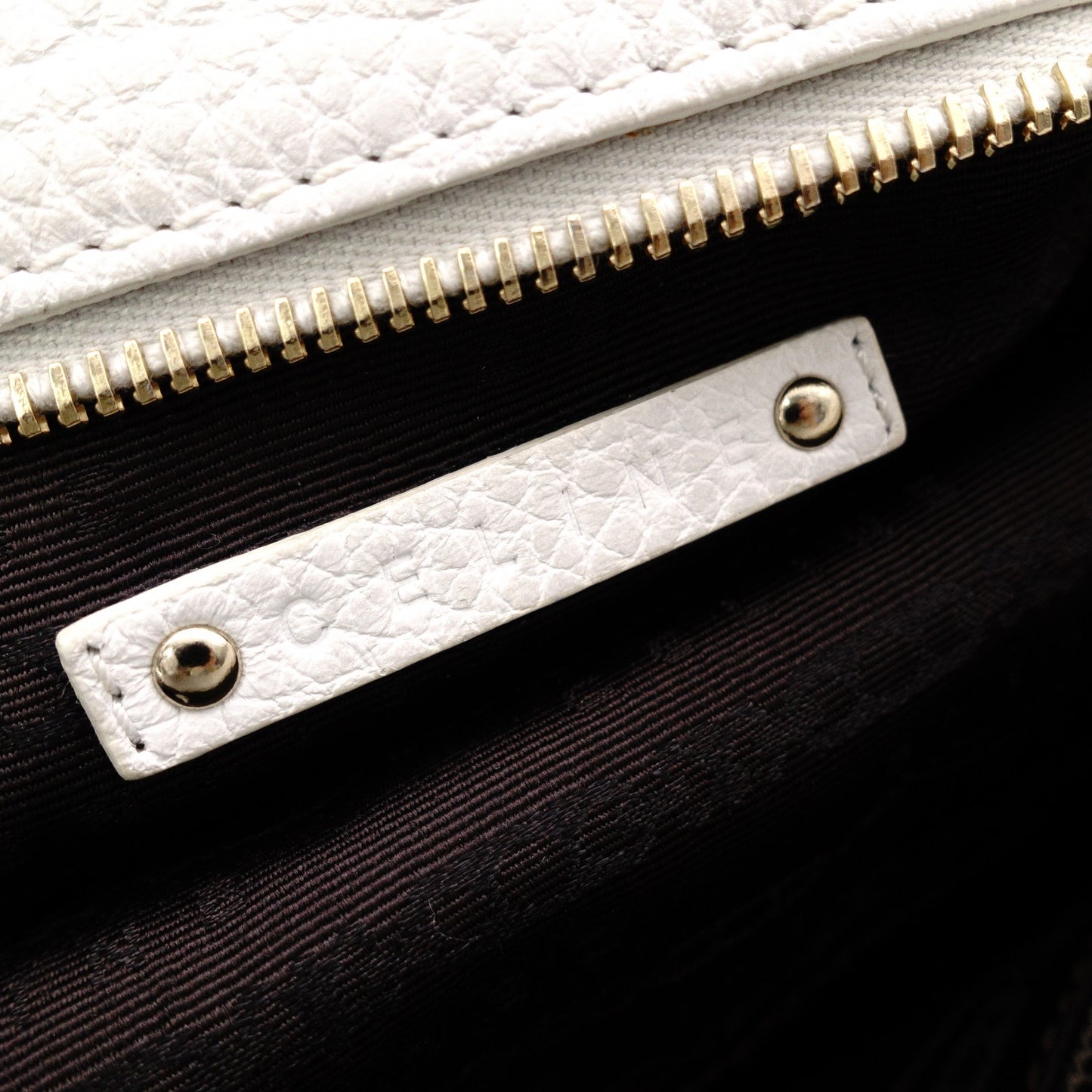 CELINE Hobo Bittersweet Handbag, Leather, White, Single-Shoulder Bag