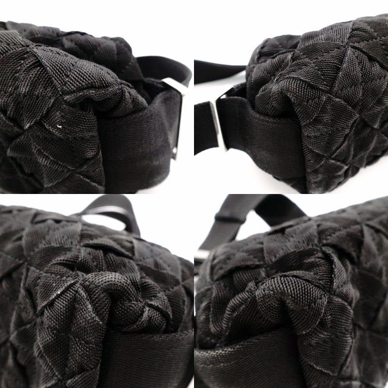 BOTTEGA VENETA Intrecciato Shoulder Bag Nylon Black