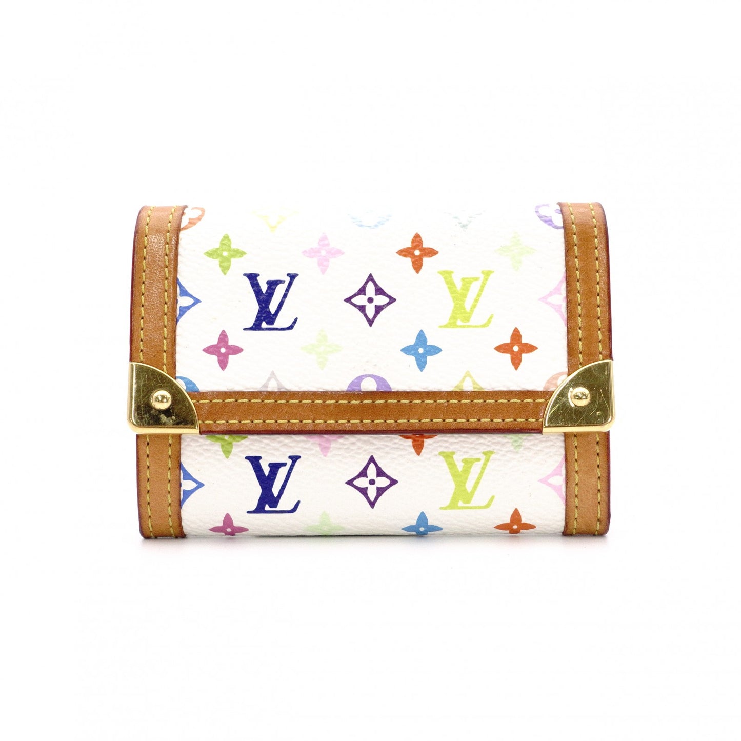 LOUIS VUITTON Monogram Multicolor Coin Purse, PVC, White