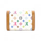 LOUIS VUITTON Monogram Multicolor Coin Purse, PVC, White