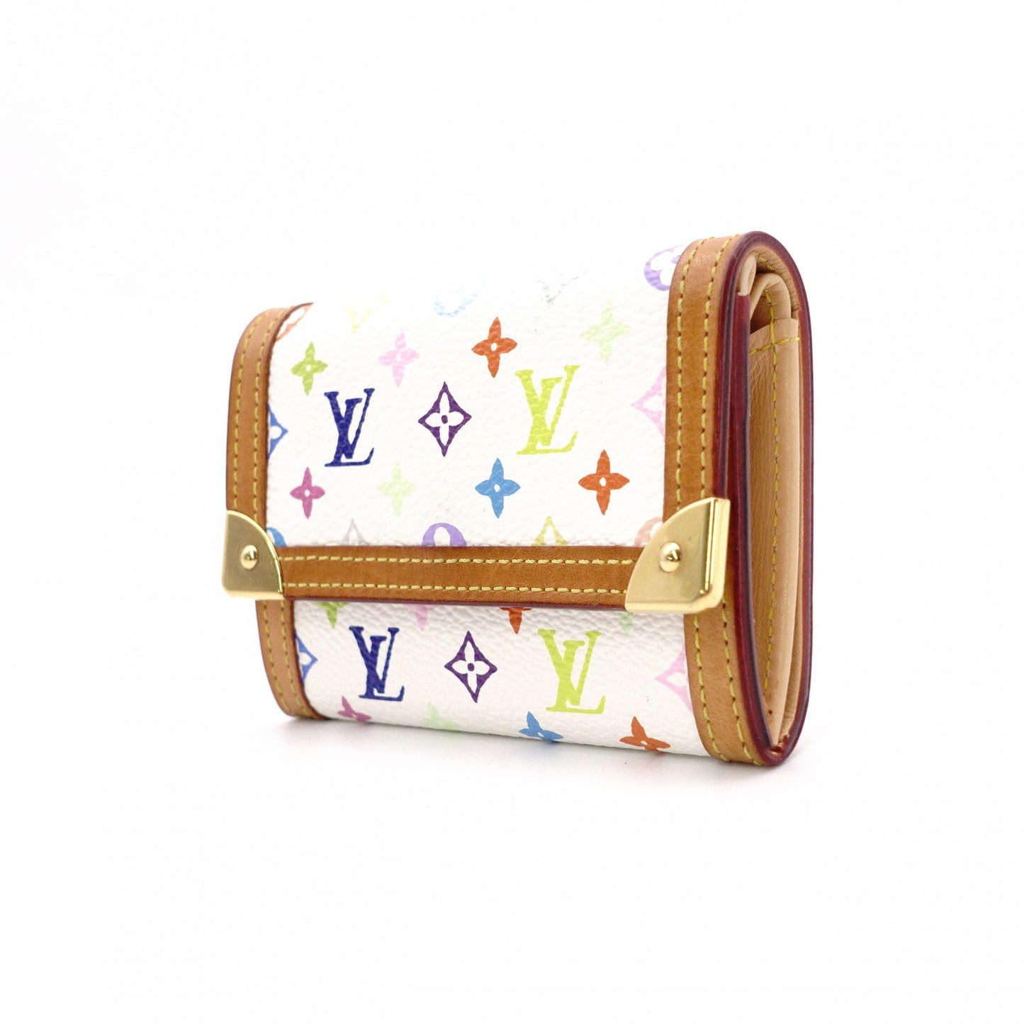 LOUIS VUITTON Monogram Multicolor Coin Purse, PVC, White