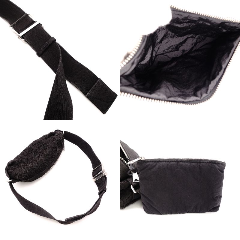 BOTTEGA VENETA Intrecciato Shoulder Bag Nylon Black