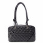 CHANEL Cambon Shoulder Bag Leather Black CC Logo