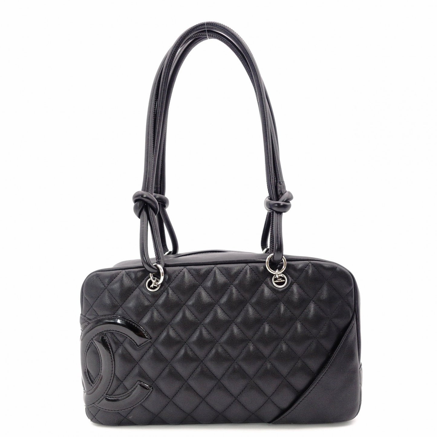 CHANEL Cambon Shoulder Bag Leather Black CC Logo