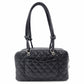 CHANEL Cambon Shoulder Bag Leather Black CC Logo