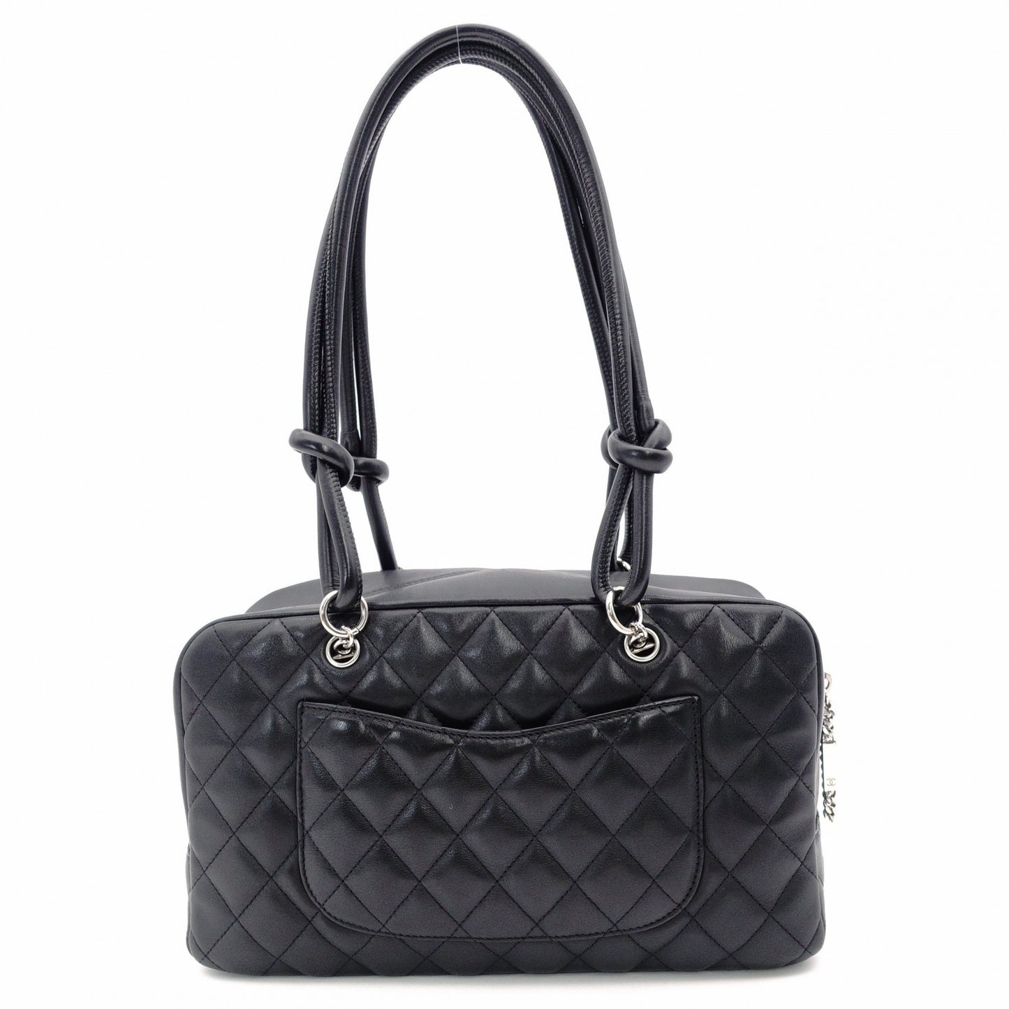 CHANEL Cambon Shoulder Bag Leather Black CC Logo