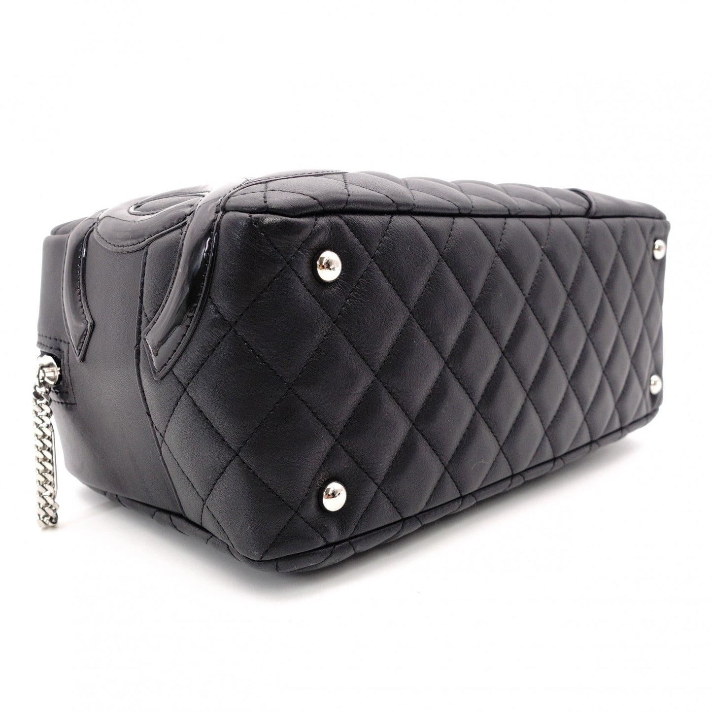 CHANEL Cambon Shoulder Bag Leather Black CC Logo
