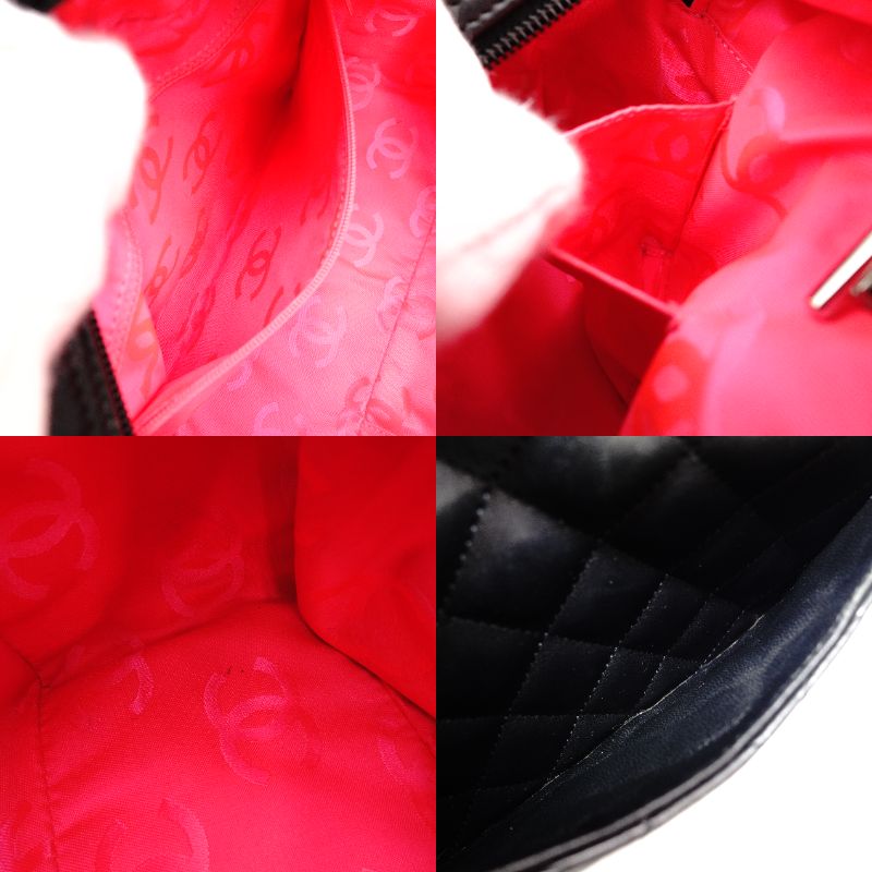 CHANEL Cambon Shoulder Bag Leather Black CC Logo