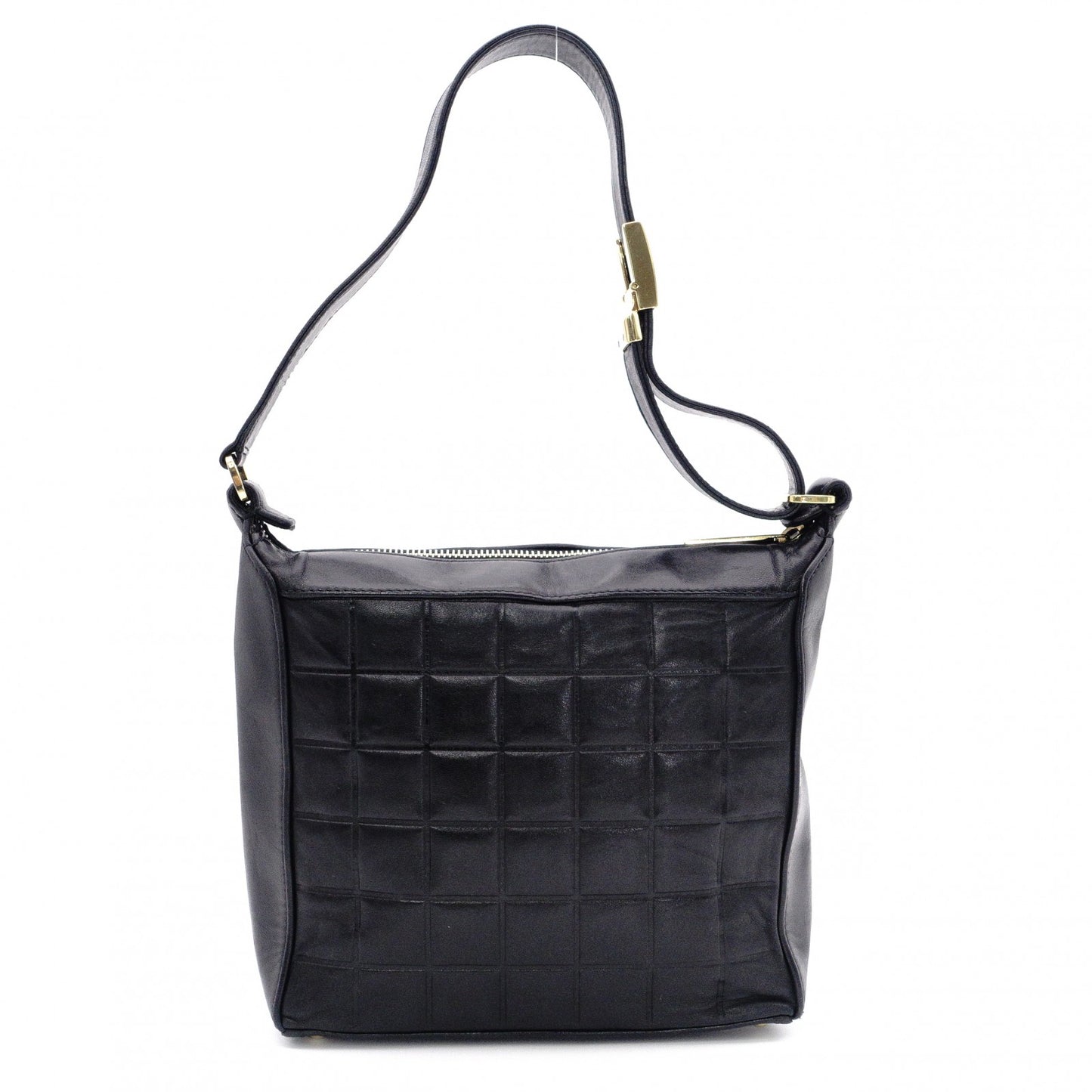 CHANEL Choco Bar Shoulder Bag, Lambskin, Black, Gold Hardware, Women's