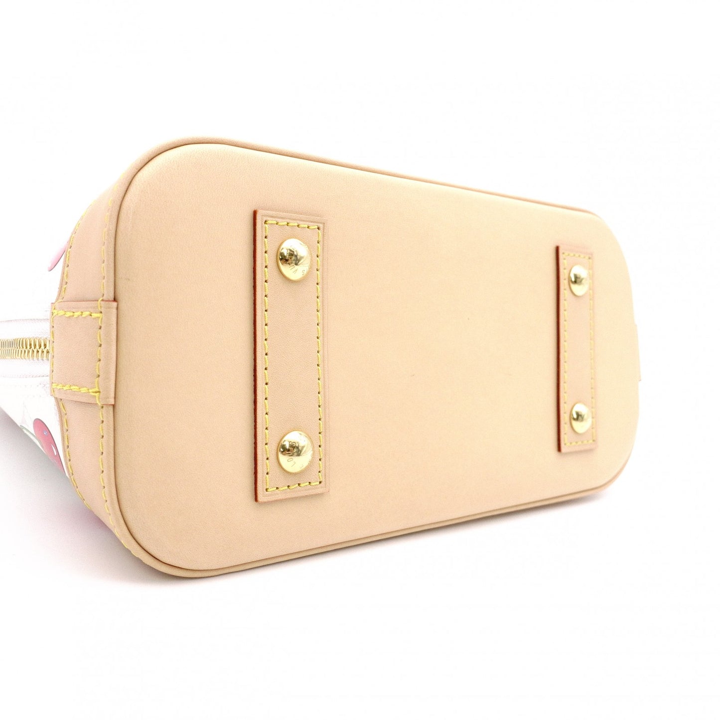 LOUIS VUITTON Alma BB Monogram Cherry Handbag, PVC and Leather, White, 2-Way