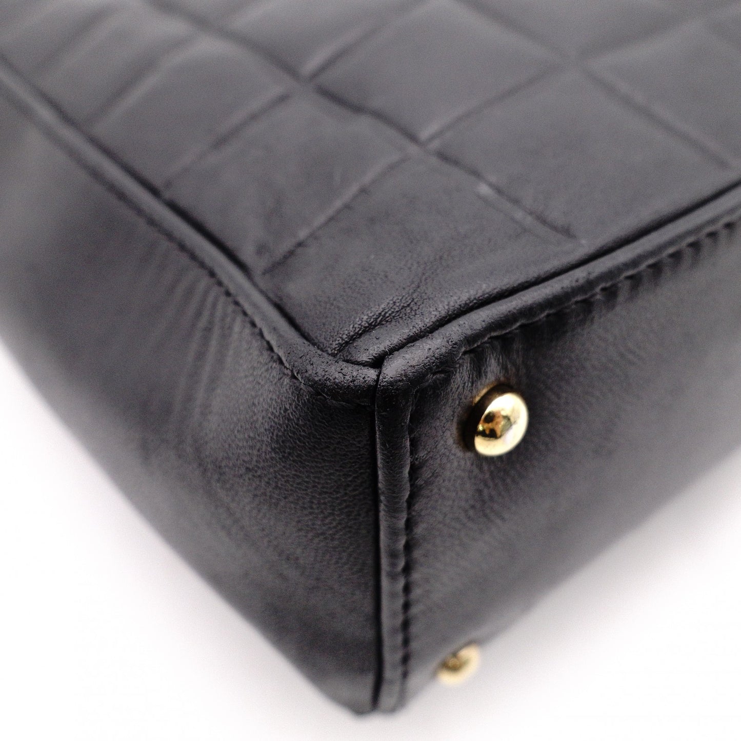 CHANEL Choco Bar Shoulder Bag, Lambskin, Black, Gold Hardware, Women's