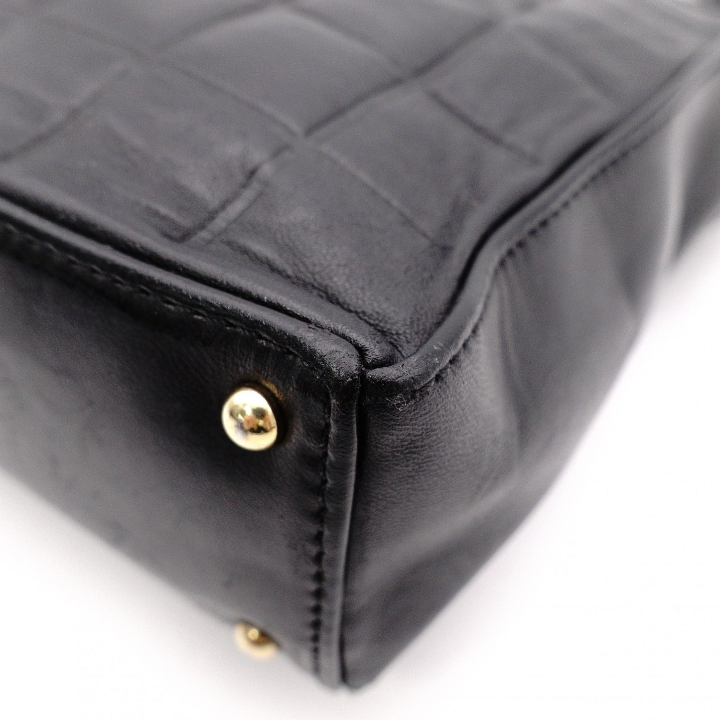 CHANEL Choco Bar Shoulder Bag, Lambskin, Black, Gold Hardware, Women's