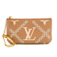 LOUIS VUITTON Monogram Implant Pochette Clé Beige Leather M81165 Coin Case 7-10-570
