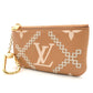 LOUIS VUITTON Monogram Implant Pochette Clé Beige Leather M81165 Coin Case 7-10-570