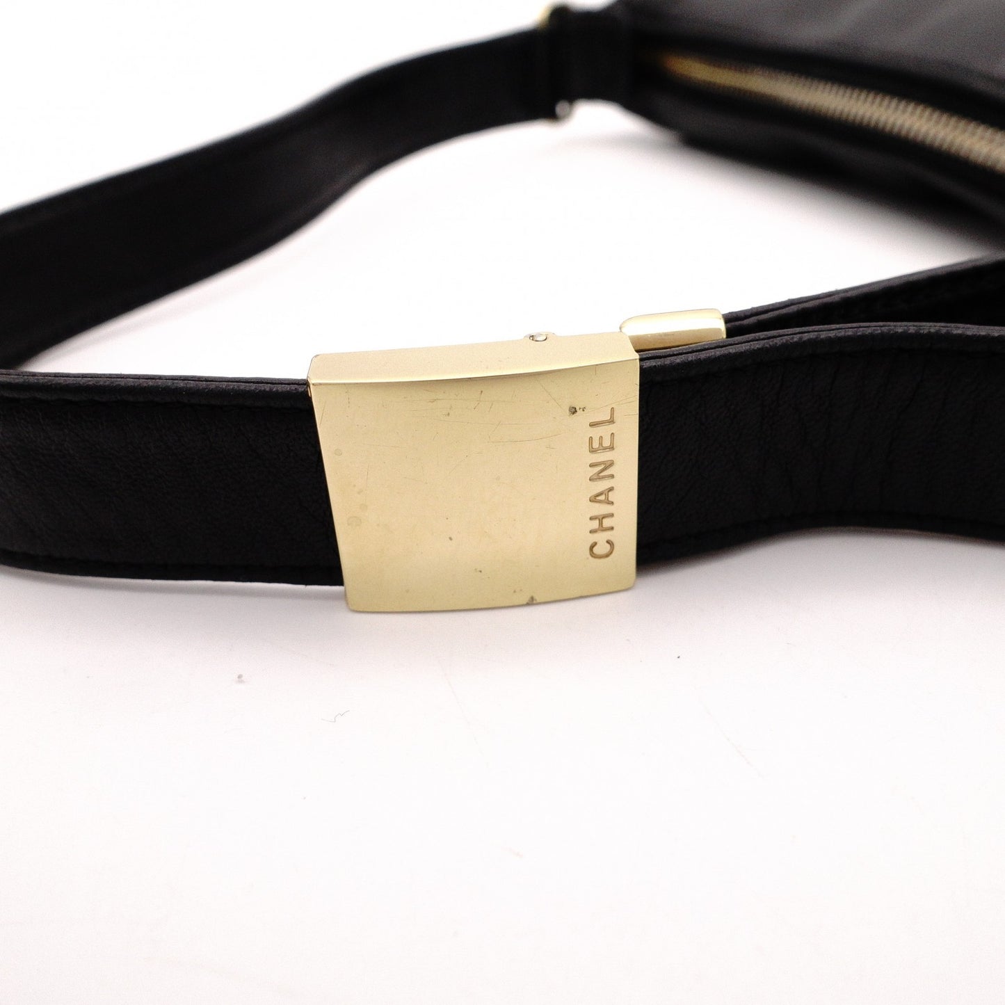 CHANEL Choco Bar Shoulder Bag, Lambskin, Black, Gold Hardware, Women's