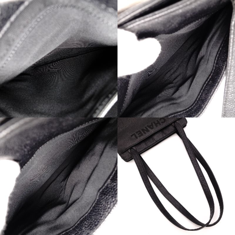 CHANEL Matte Caviar Skin Black Tote Bag