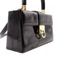 Salvatore Ferragamo Gancini Handbag, Patent Leather, Black, 2-Way, Gold Hardware