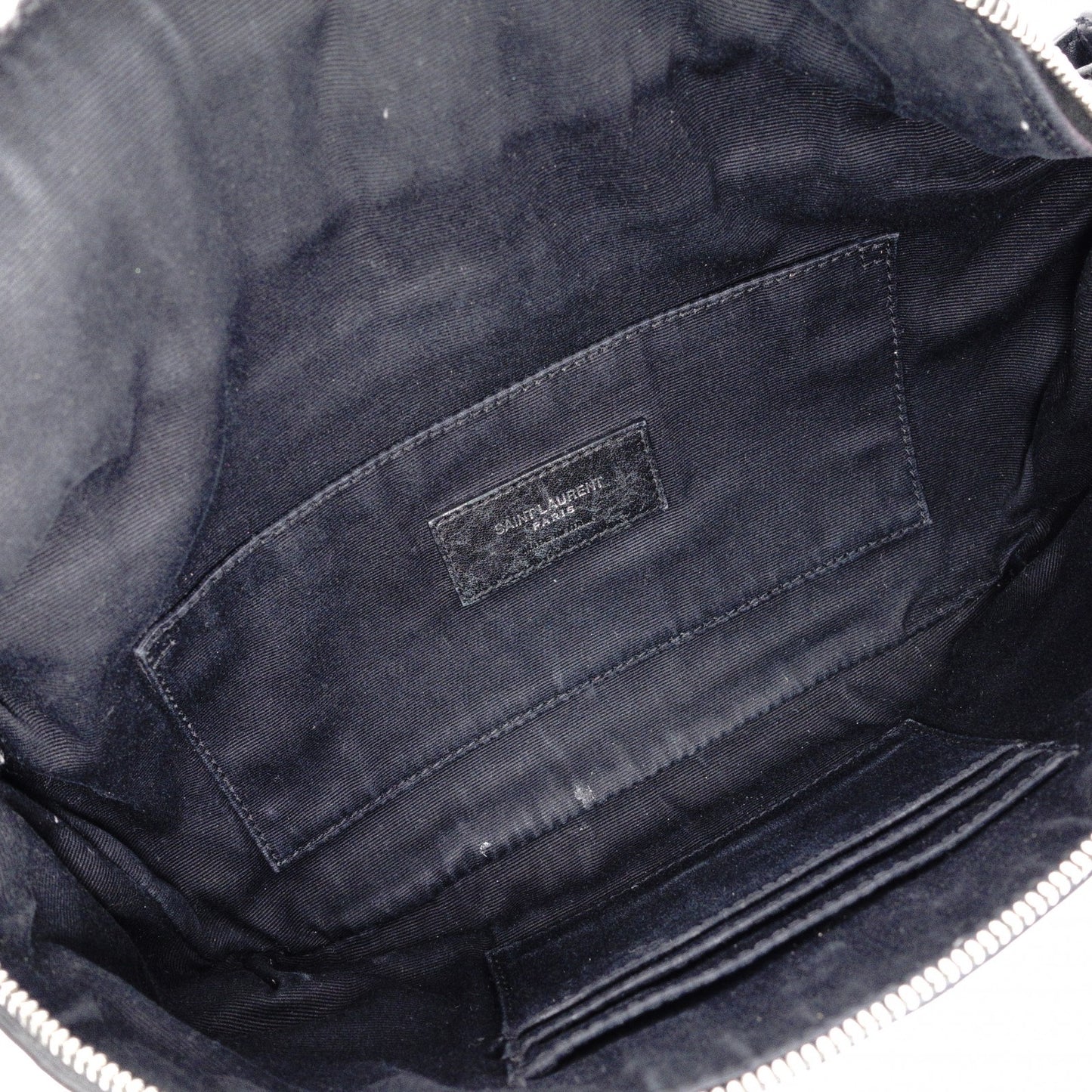 SAINT LAURENT Cassandra Leather Body Bag in Black with Silver Hardware