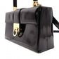 Salvatore Ferragamo Gancini Handbag, Patent Leather, Black, 2-Way, Gold Hardware