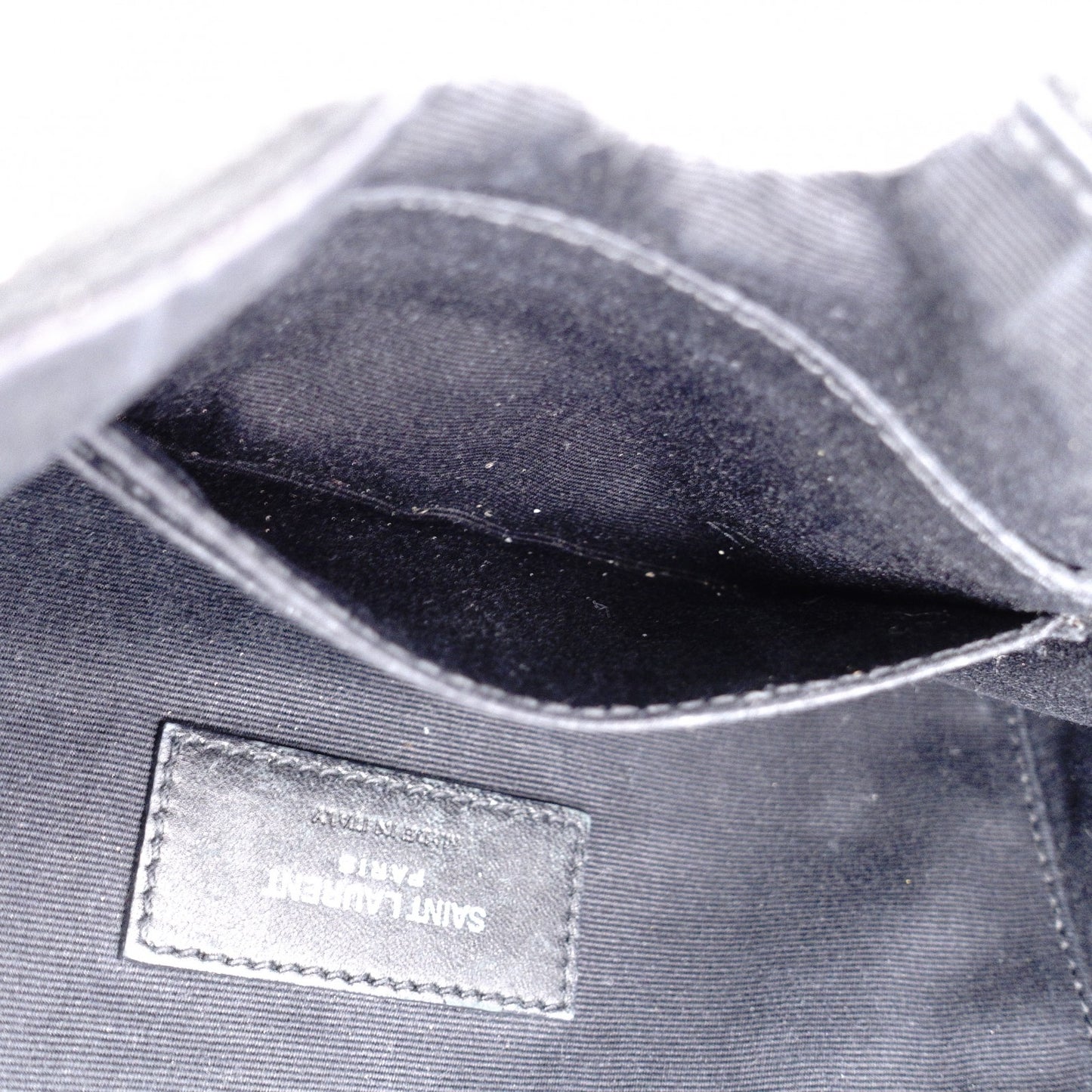 SAINT LAURENT Cassandra Leather Body Bag in Black with Silver Hardware