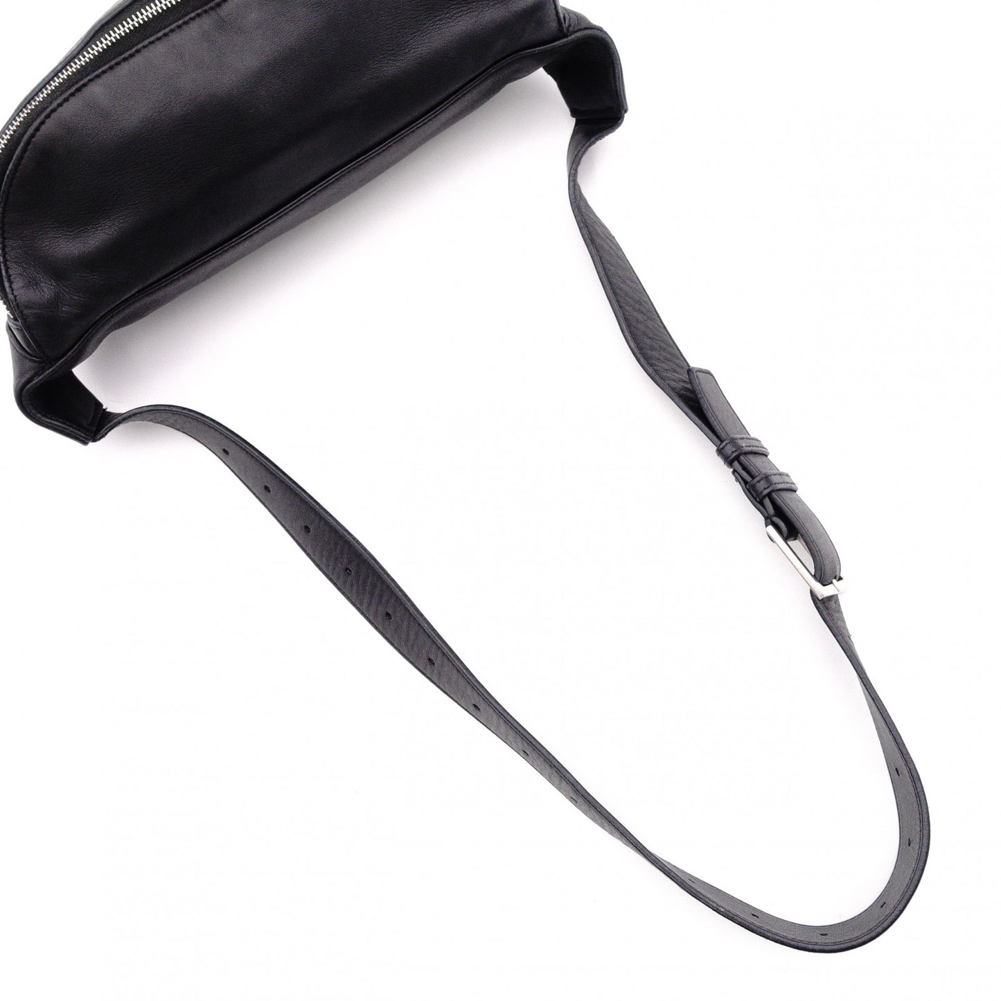 SAINT LAURENT Cassandra Leather Body Bag in Black with Silver Hardware