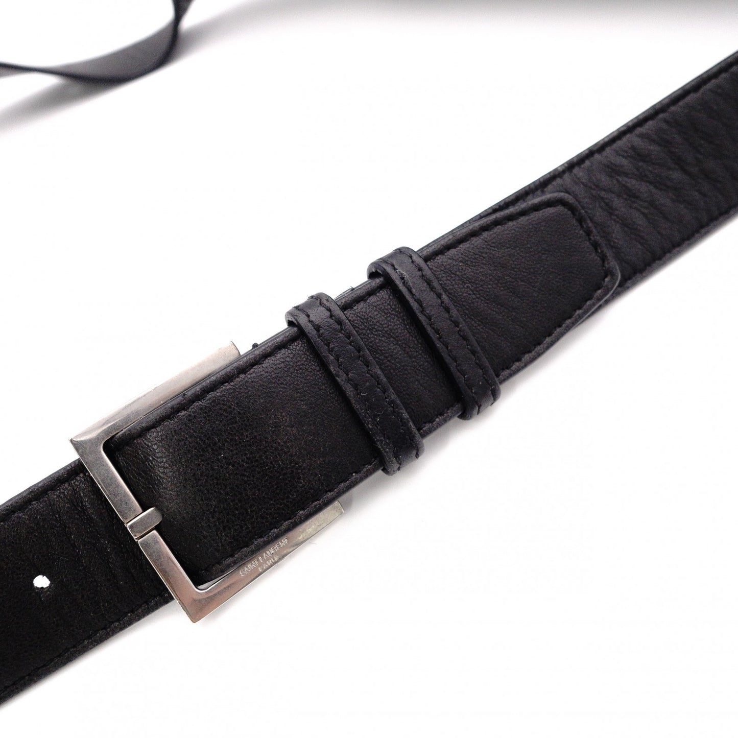 SAINT LAURENT Cassandra Leather Body Bag in Black with Silver Hardware