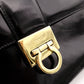 Salvatore Ferragamo Gancini Handbag, Patent Leather, Black, 2-Way, Gold Hardware
