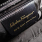 Salvatore Ferragamo Gancini Handbag, Patent Leather, Black, 2-Way, Gold Hardware