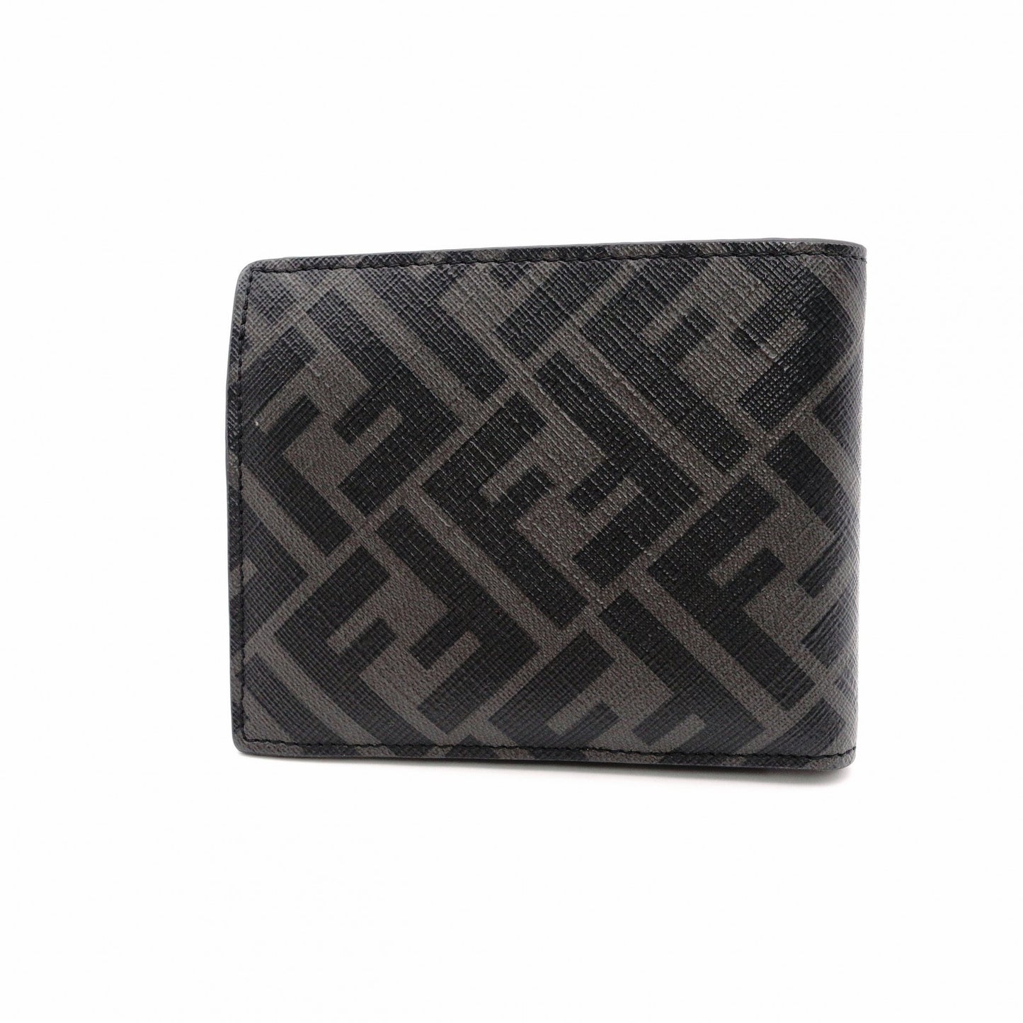 FENDI Diagonal Bifold Wallet Leather/PVC Black Men's