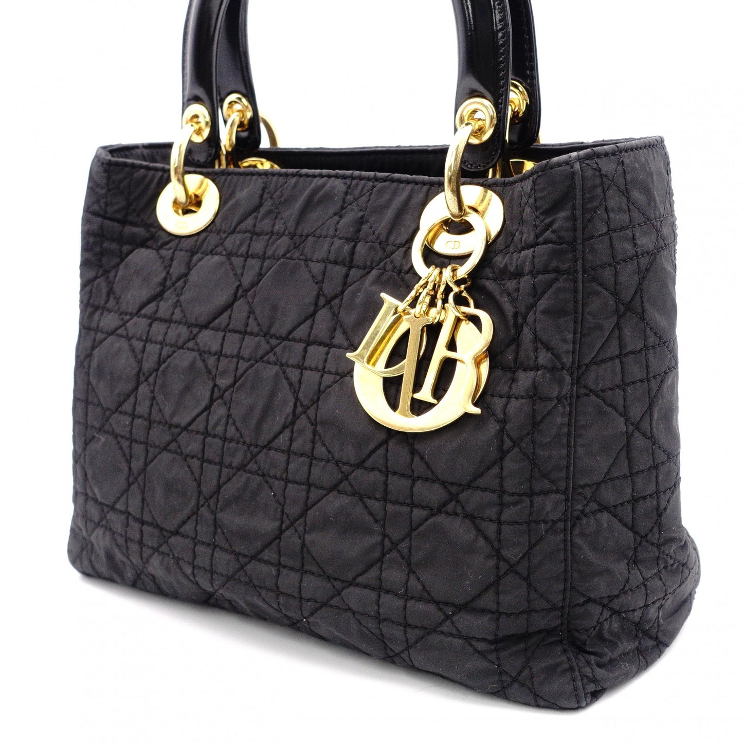 Christian Dior Lady Dior Handbag, Nylon, Black, 2-Way