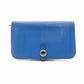 HERMES Dogon Long Wallet Leather Blue Wallet C-Stamped