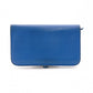 HERMES Dogon Long Wallet Leather Blue Wallet C-Stamped
