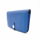 HERMES Dogon Long Wallet Leather Blue Wallet C-Stamped