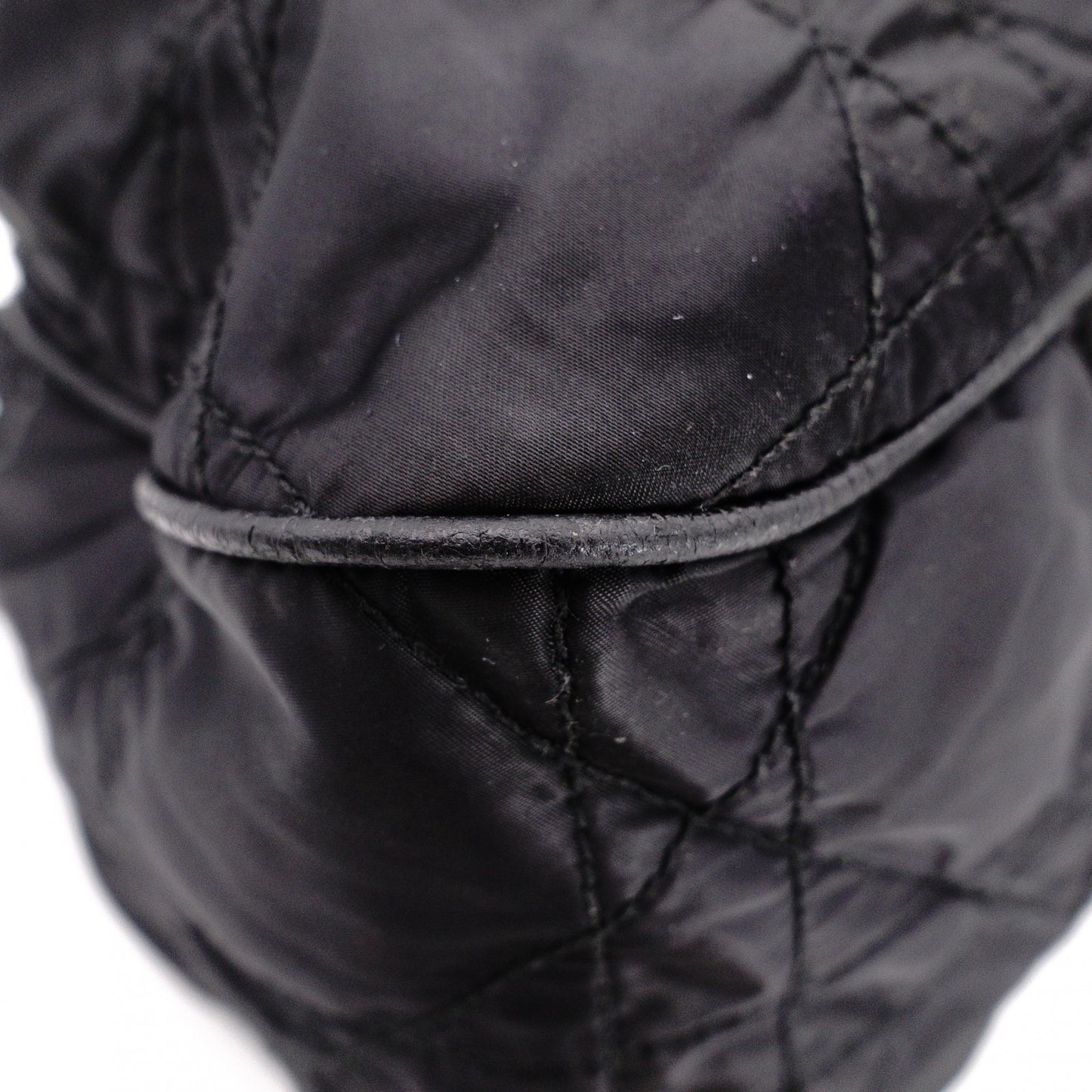 Christian Dior Drawstring Macro Cannage Shoulder Bag, Nylon, Black