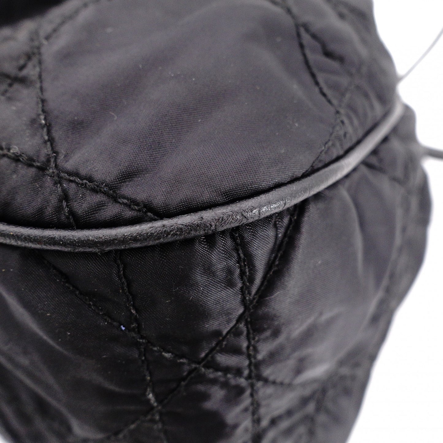 Christian Dior Drawstring Macro Cannage Shoulder Bag, Nylon, Black