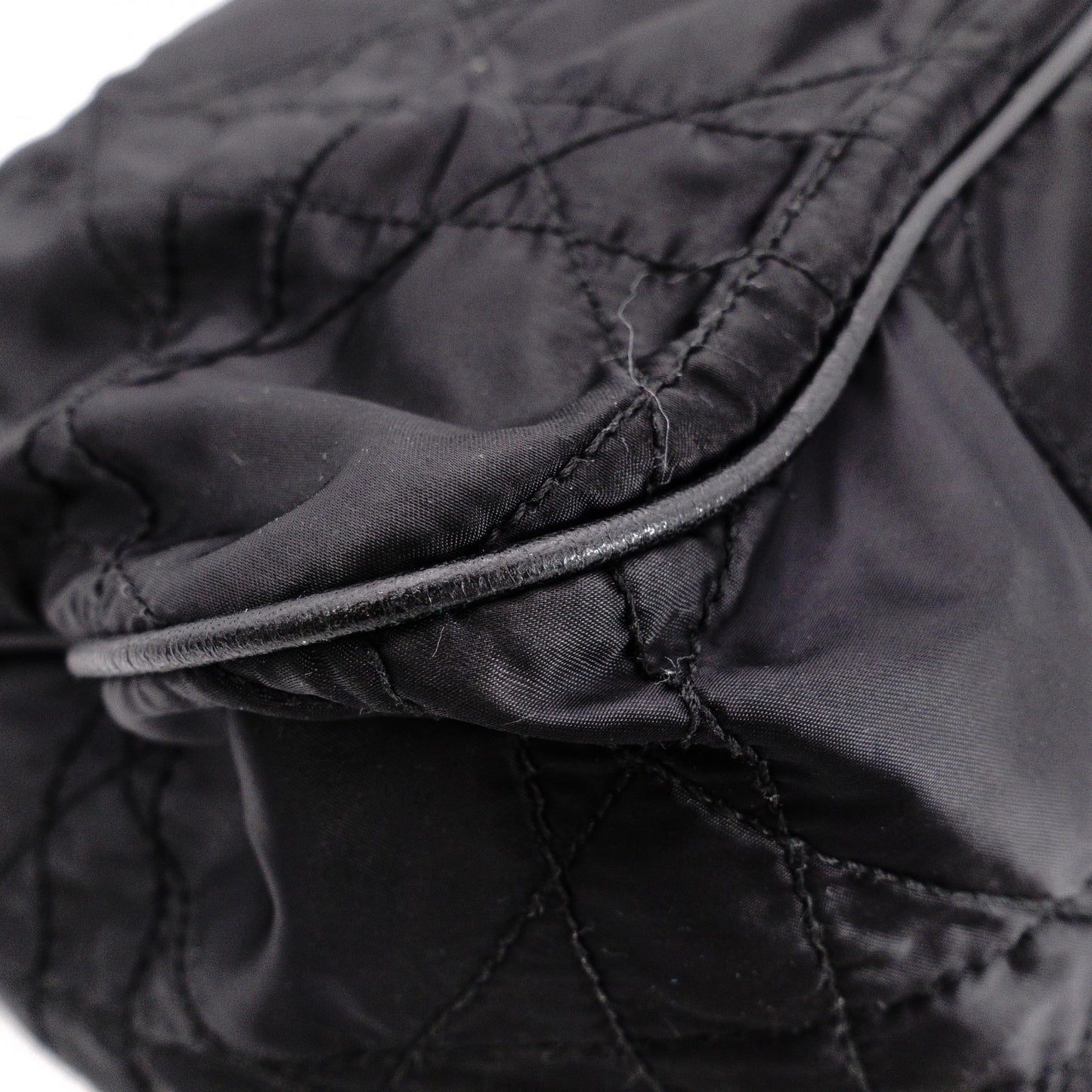Christian Dior Drawstring Macro Cannage Shoulder Bag, Nylon, Black
