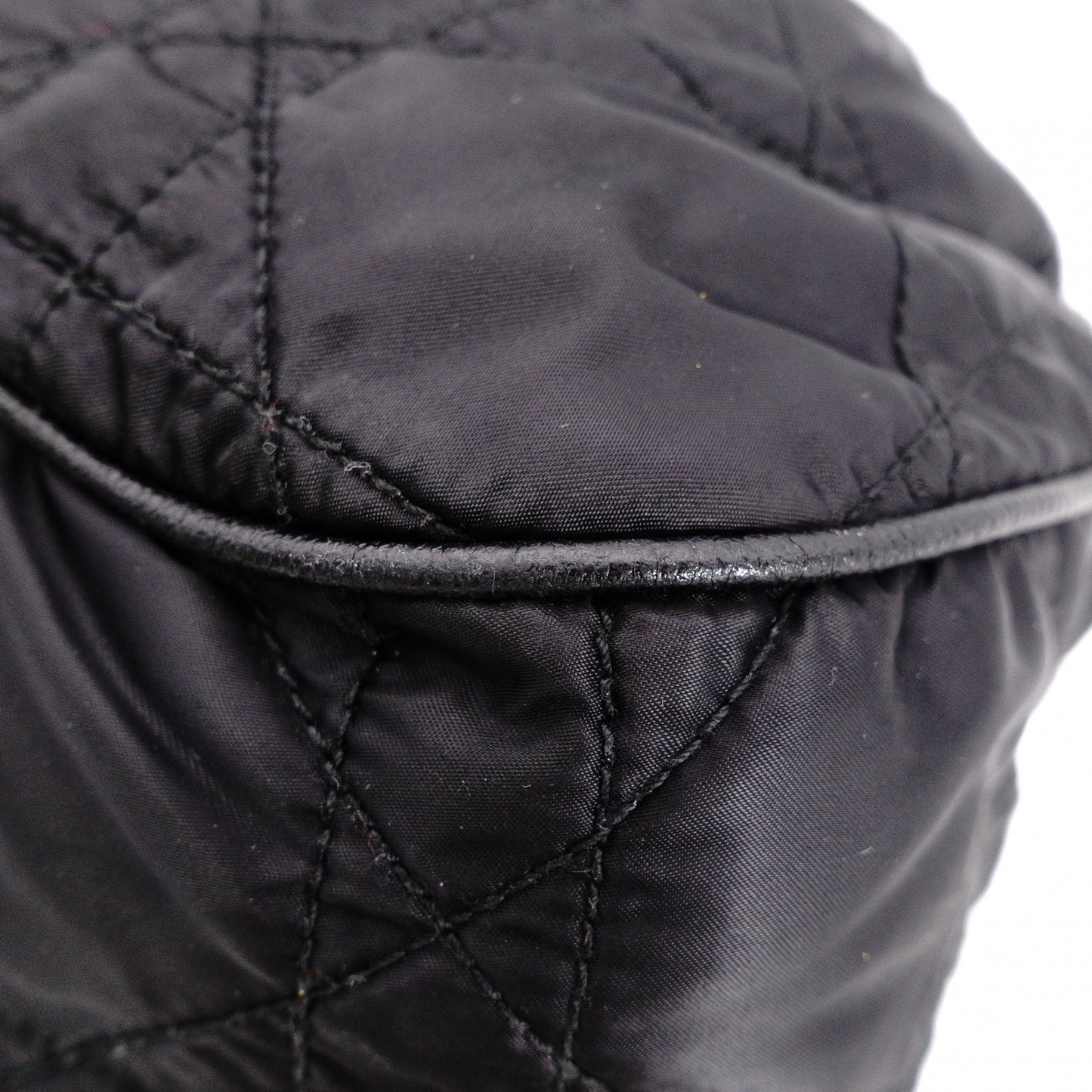 Christian Dior Drawstring Macro Cannage Shoulder Bag, Nylon, Black