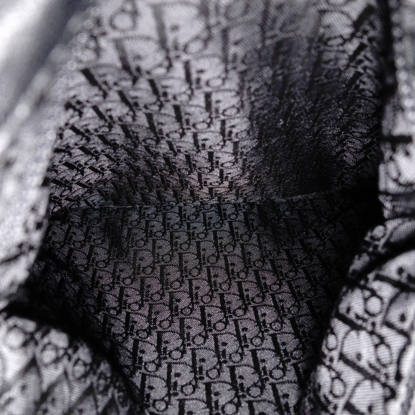 Christian Dior Drawstring Macro Cannage Shoulder Bag, Nylon, Black