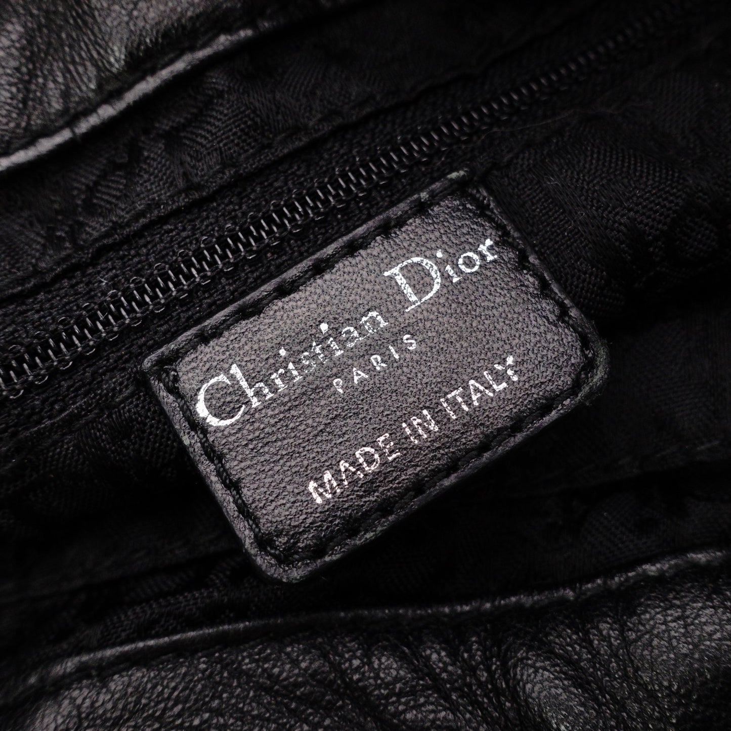 Christian Dior Drawstring Macro Cannage Shoulder Bag, Nylon, Black