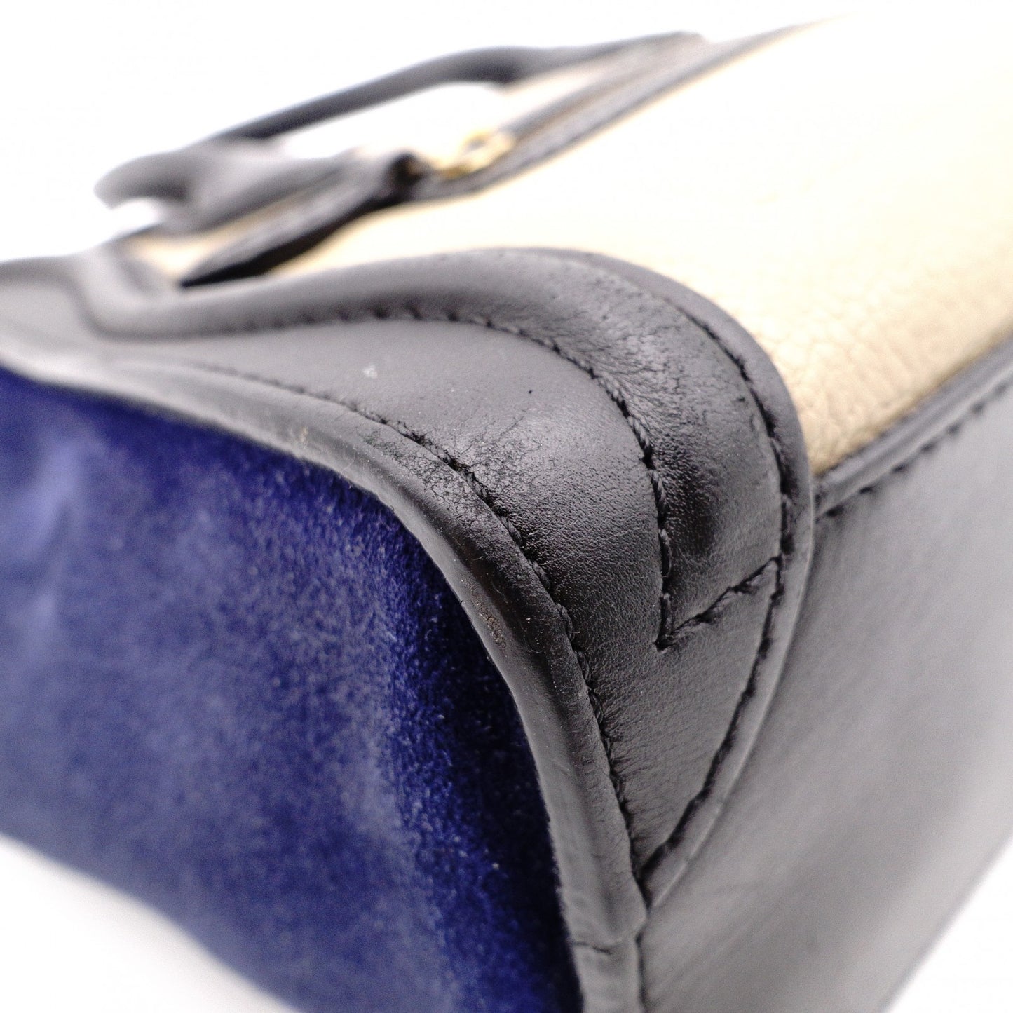 CELINE Luggage Nano Handbag, Leather, Beige, Navy, Black, 2-Way