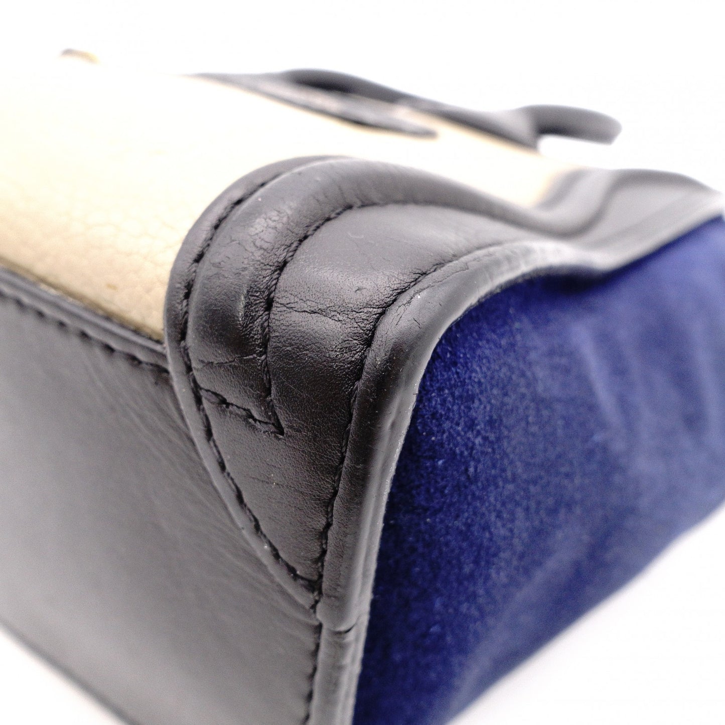 CELINE Luggage Nano Handbag, Leather, Beige, Navy, Black, 2-Way