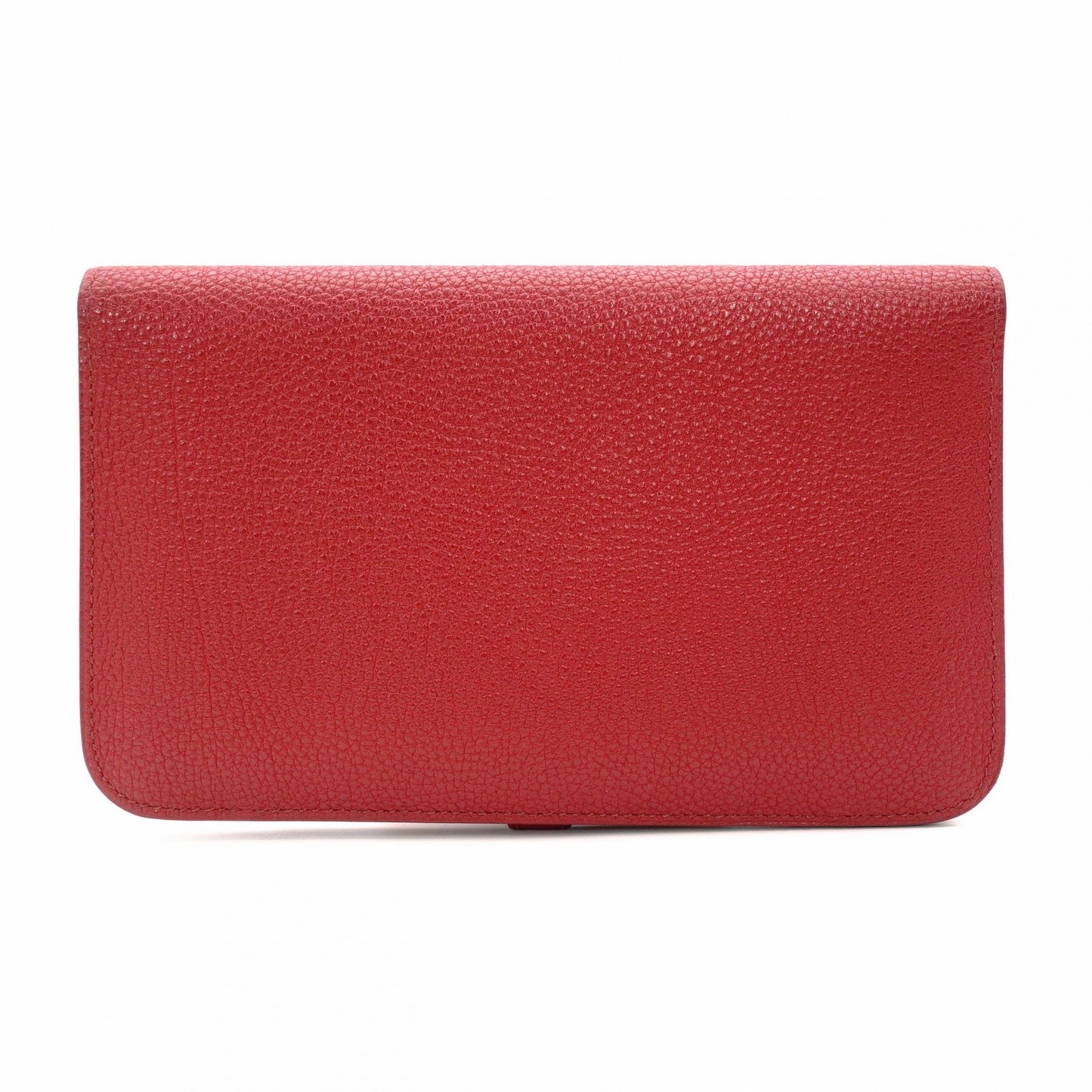 HERMES Dogon Long Wallet Leather Red Wallet □L Stamped