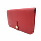 HERMES Dogon Long Wallet Leather Red Wallet □L Stamped