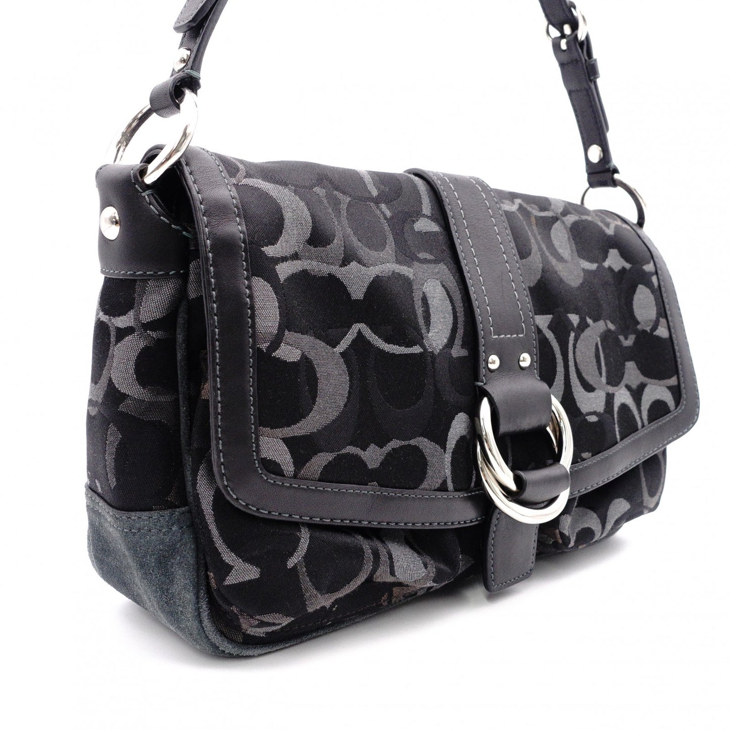 COACH Soho Signature Shoulder Bag black/gray canvas/leather Women