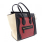 CELINE Luggage Micro Handbag, Leather, Beige and Red Tote Bag