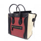 CELINE Luggage Micro Handbag, Leather, Beige and Red Tote Bag