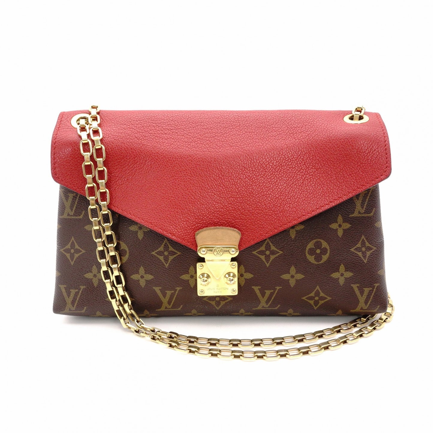 Louis Vuitton Parthé Monogram Canvas Shoulder Bag Brown × Red