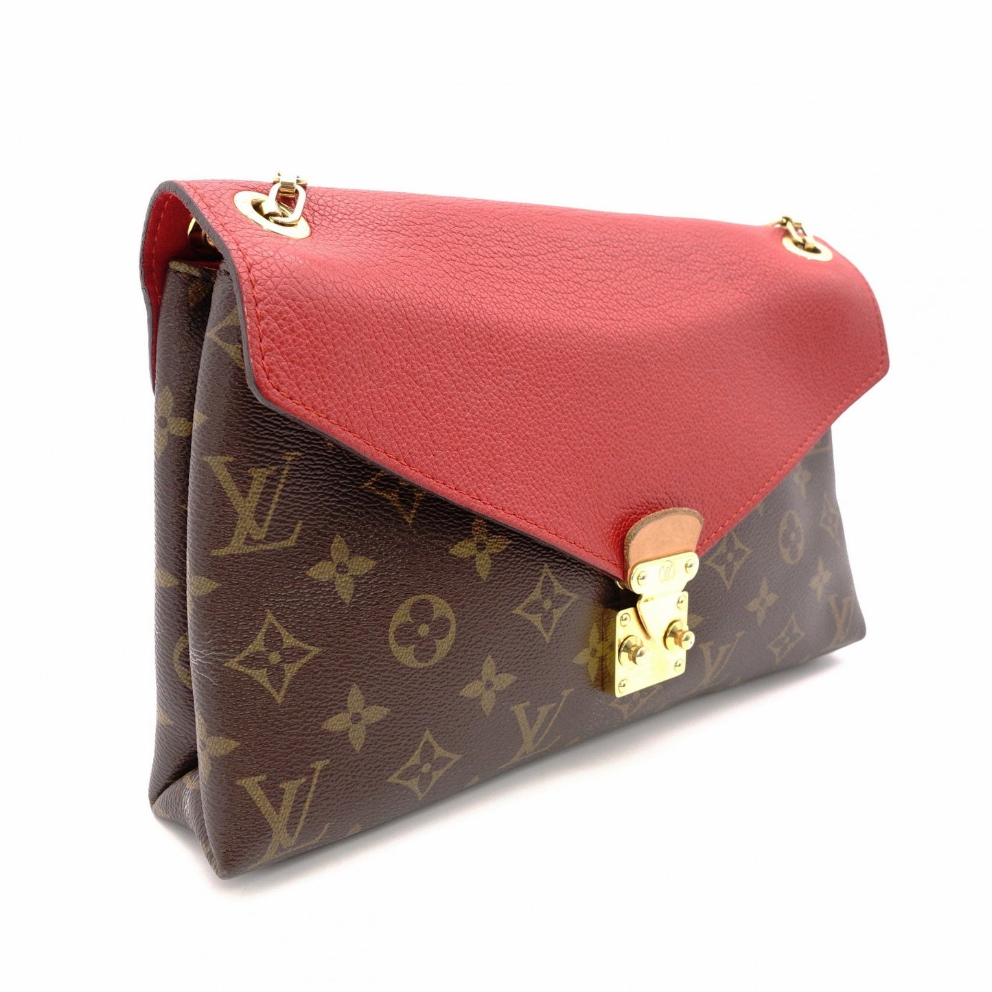 Louis Vuitton Parthé Monogram Canvas Shoulder Bag Brown × Red