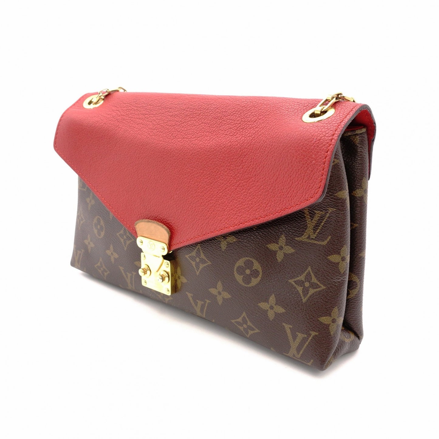 Louis Vuitton Parthé Monogram Canvas Shoulder Bag Brown × Red